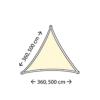 Nesling Coolfit schaduwdoek driehoek zand 3.6 x 3.6 x 3.6 meter